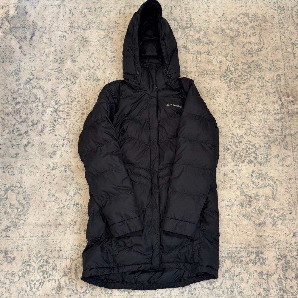 Columbia Peak to Park Mid Insulated Black Hooded Puffer Coat Mediumf